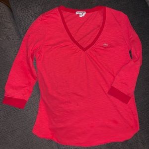 Pink Lacoste 3/4 sleeved shirt
